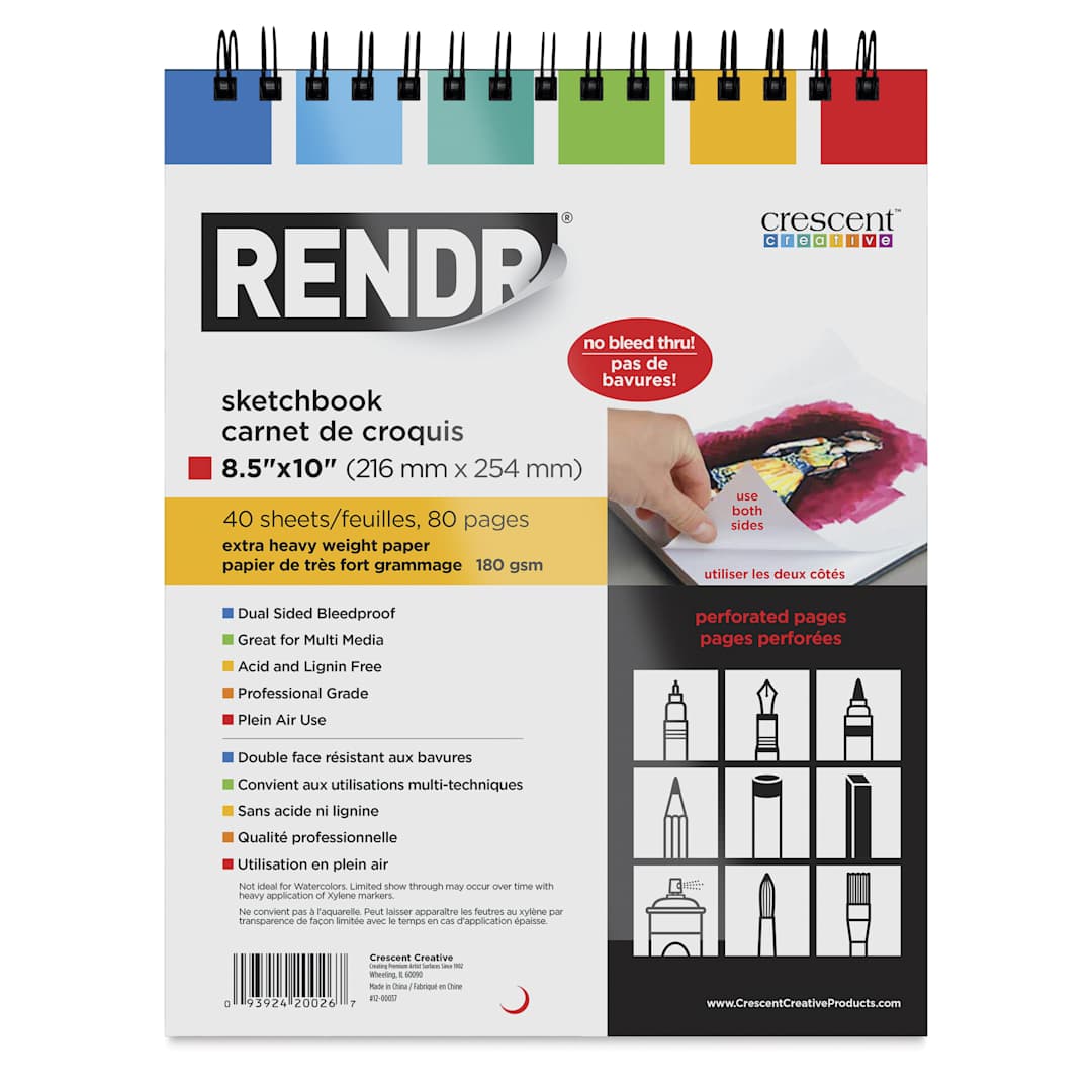 Open in modal - Crescent Rendr Wirebound Sketchbook - 8-1/2" x 10", front cover