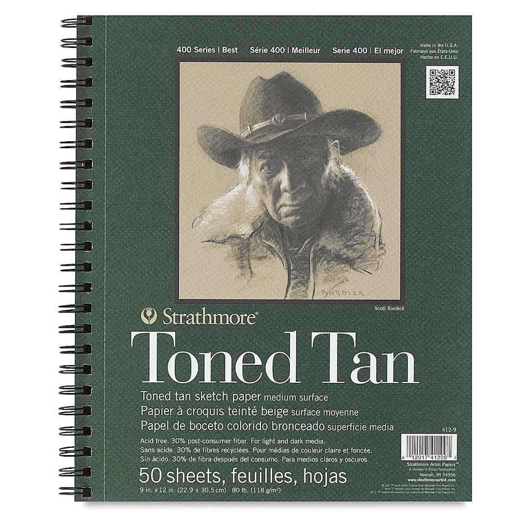Open in modal - Strathmore 400 Series Recycled Toned Sketch Pad, Warm Tan, 50 sheets, 9" x 12"