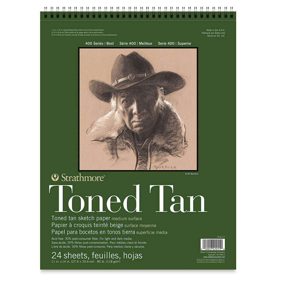 Open in modal - Strathmore 400 Series Recycled Toned Sketch Pad - 11'' x 14'', 24 Sheets, Warm Tan