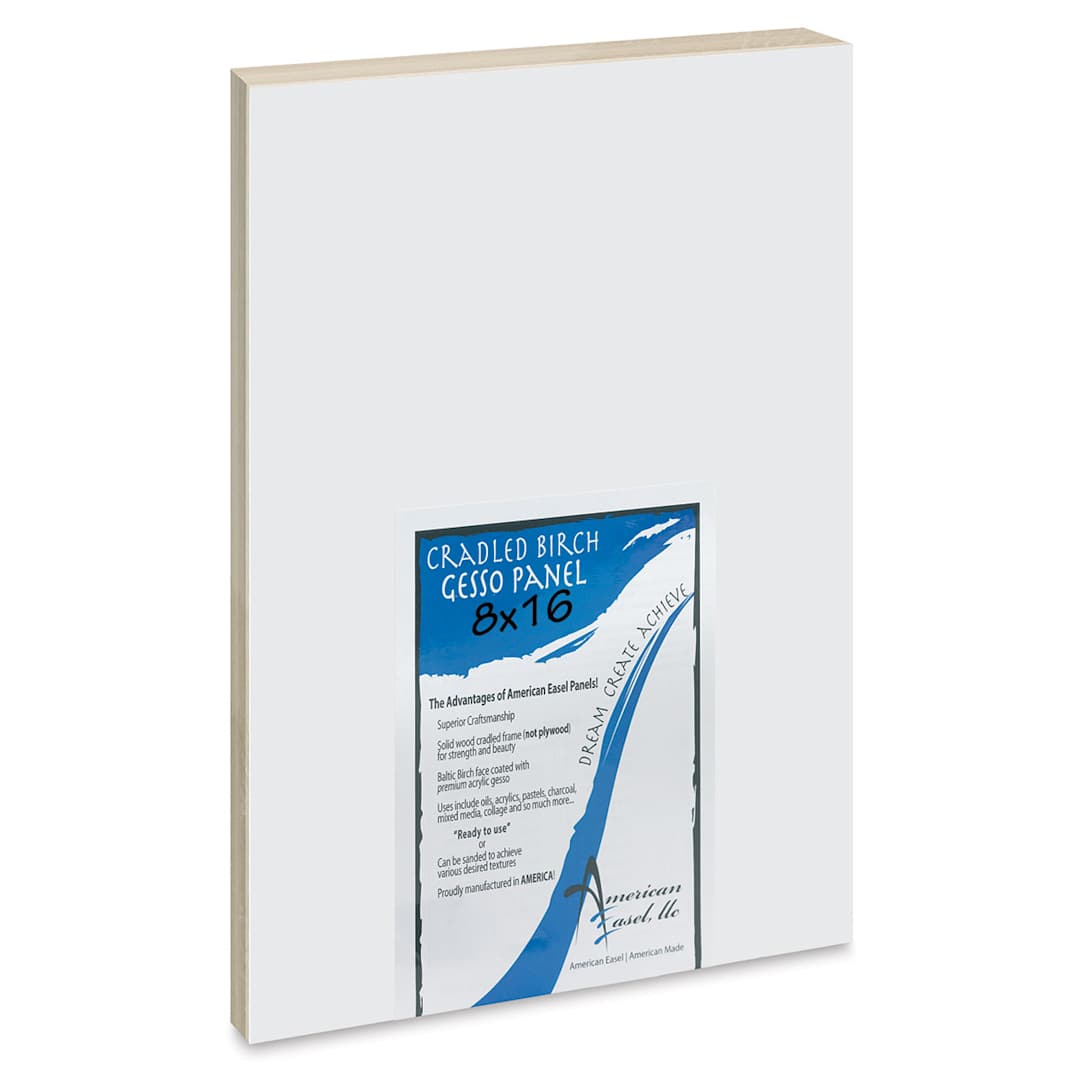 Open in modal - American Easel Gessoed Wood Painting Panel - 8" x 16", 7/8" Cradle