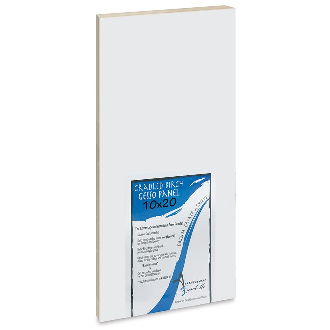 Open in modal - American Easel Gessoed Wood Painting Panel - 10" x 20", 7/8" Cradle