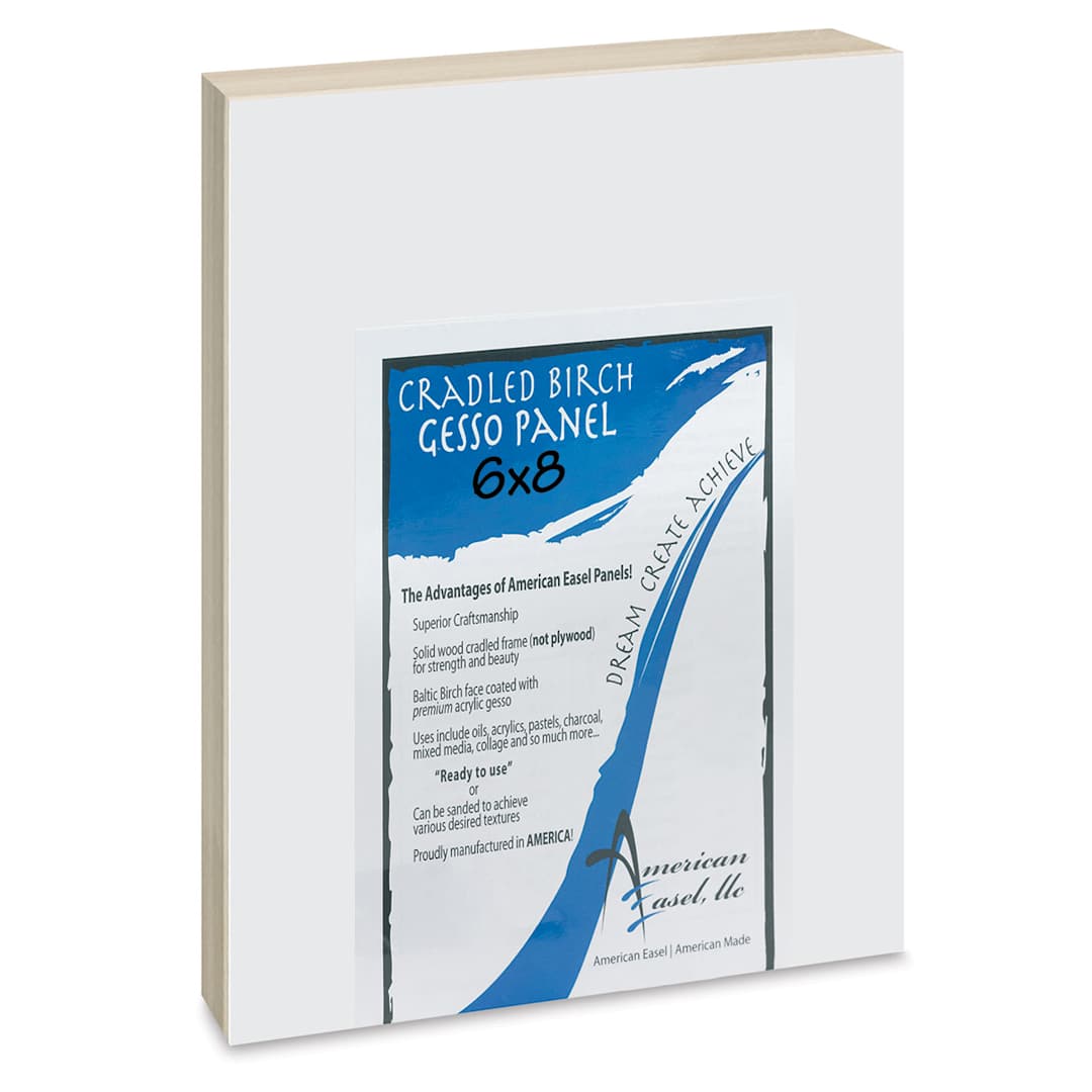 Open in modal - American Easel Gessoed Wood Painting Panel - 6" x 8", 7/8" Cradle