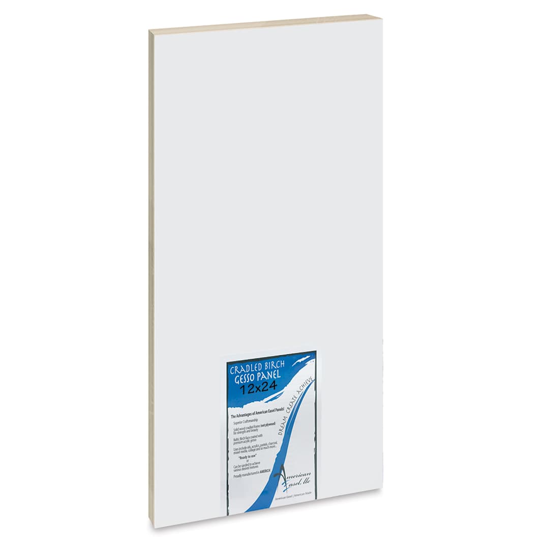 Open in modal - American Easel Gessoed Wood Painting Panel - 12" x 24", 7/8" Cradle