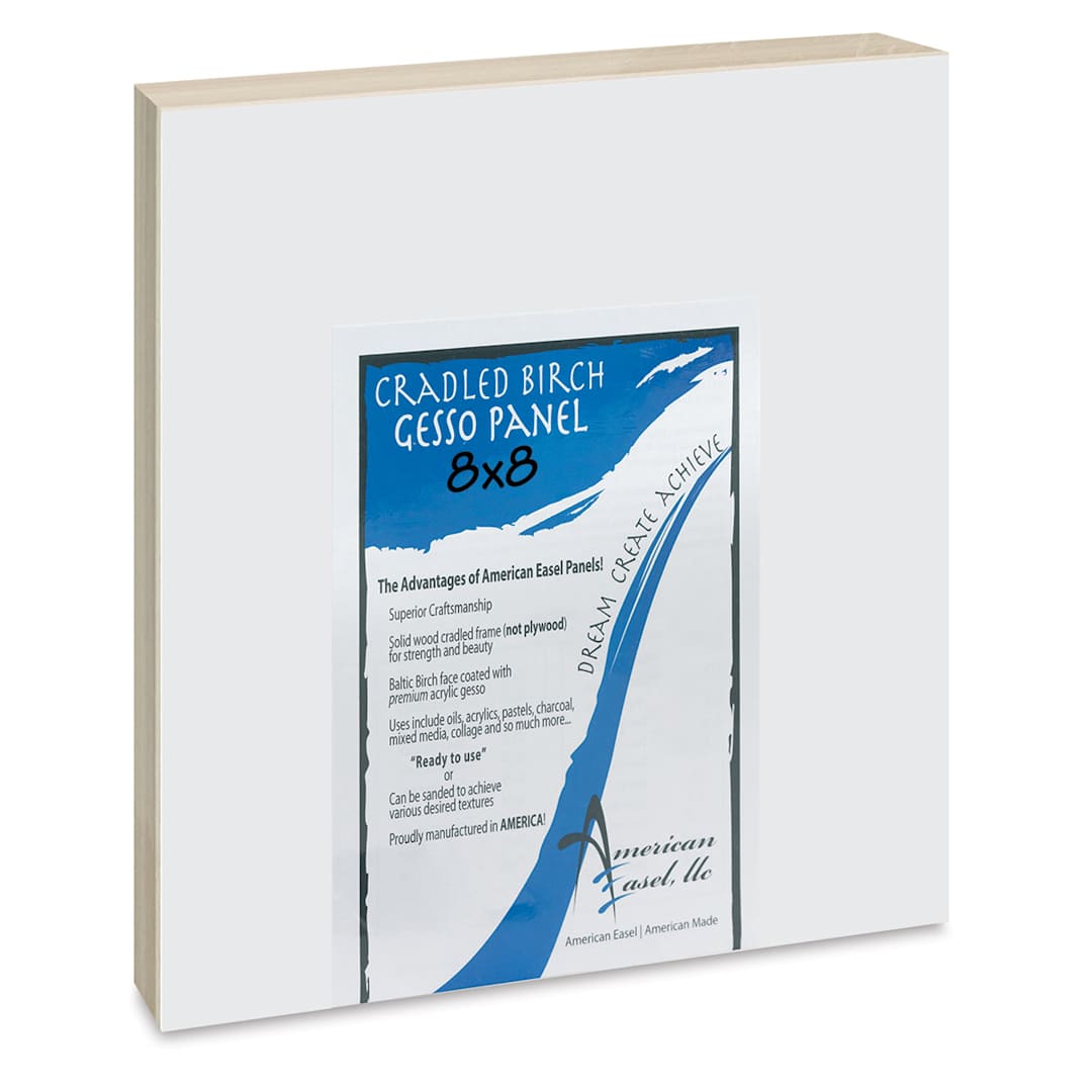 Open in modal - American Easel Gessoed Wood Painting Panel - 8" x 8", 7/8" Cradle