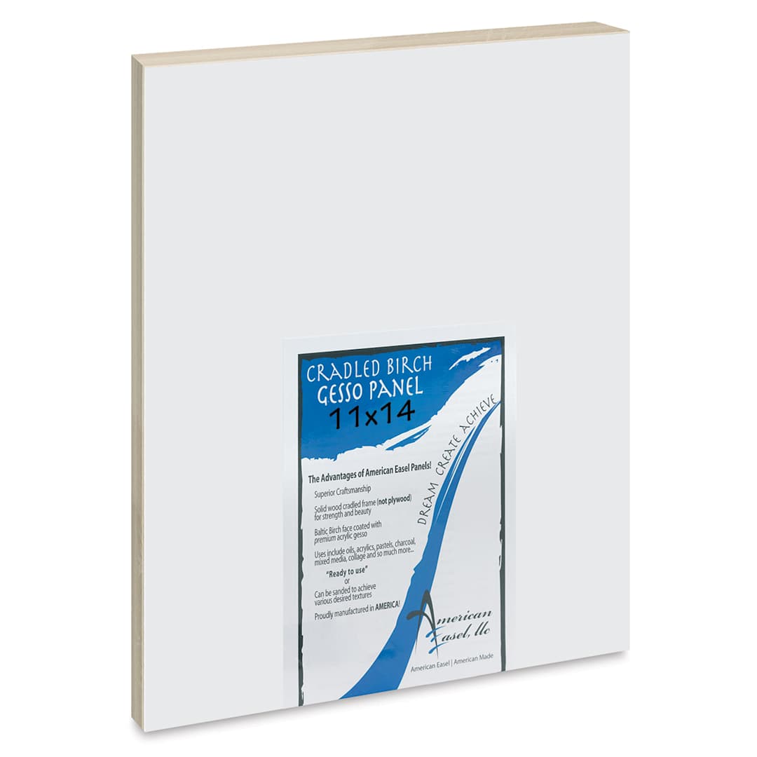 Open in modal - American Easel Gessoed Wood Painting Panel - 11" x 14", 7/8" Cradle