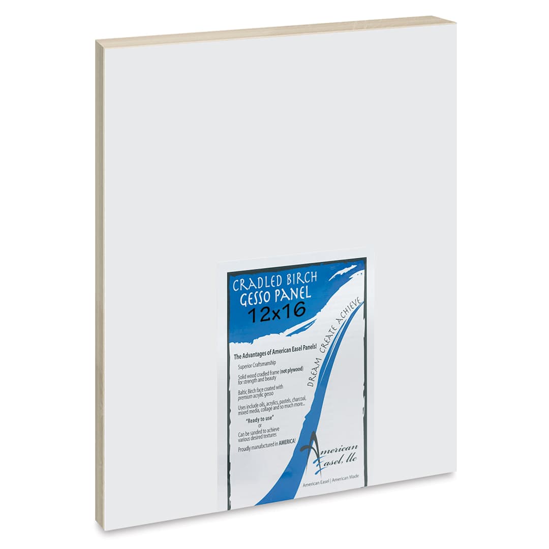 Open in modal - American Easel Gessoed Wood Painting Panel - 12" x 16", 7/8" Cradled