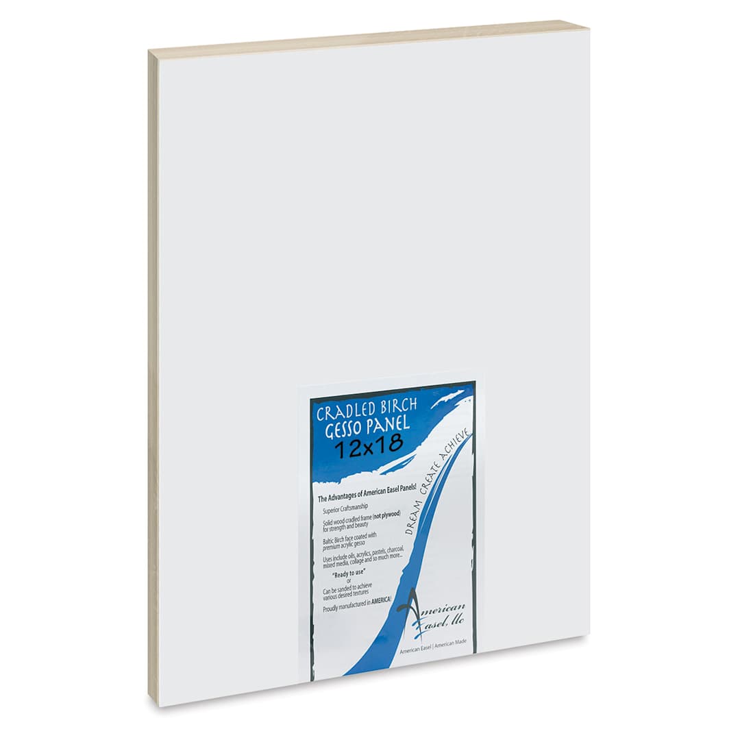 Open in modal - American Easel Gessoed Wood Painting Panel - 12" x 18", 7/8" Cradle