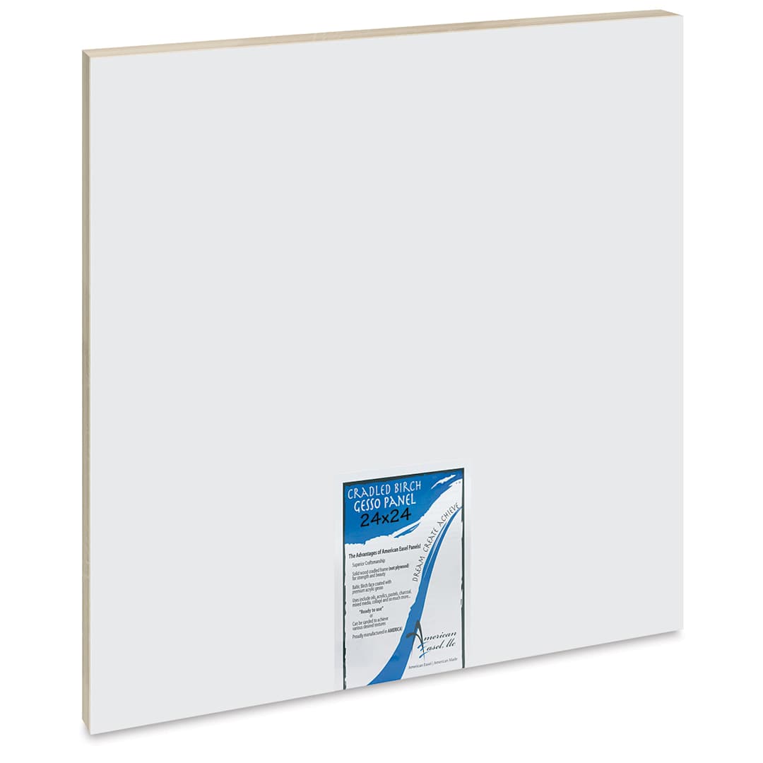 Open in modal - American Easel Gessoed Wood Painting Panel - 24" x 24", 7/8" Cradle