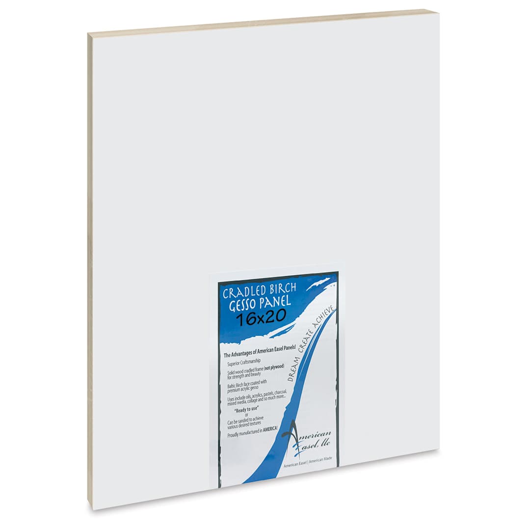 Open in modal - American Easel Gessoed Wood Painting Panel - 16" x 20", 7/8" Cradle