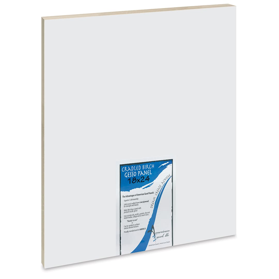 Open in modal - American Easel Gessoed Wood Painting Panel - 18" x 24", 7/8" Cradle