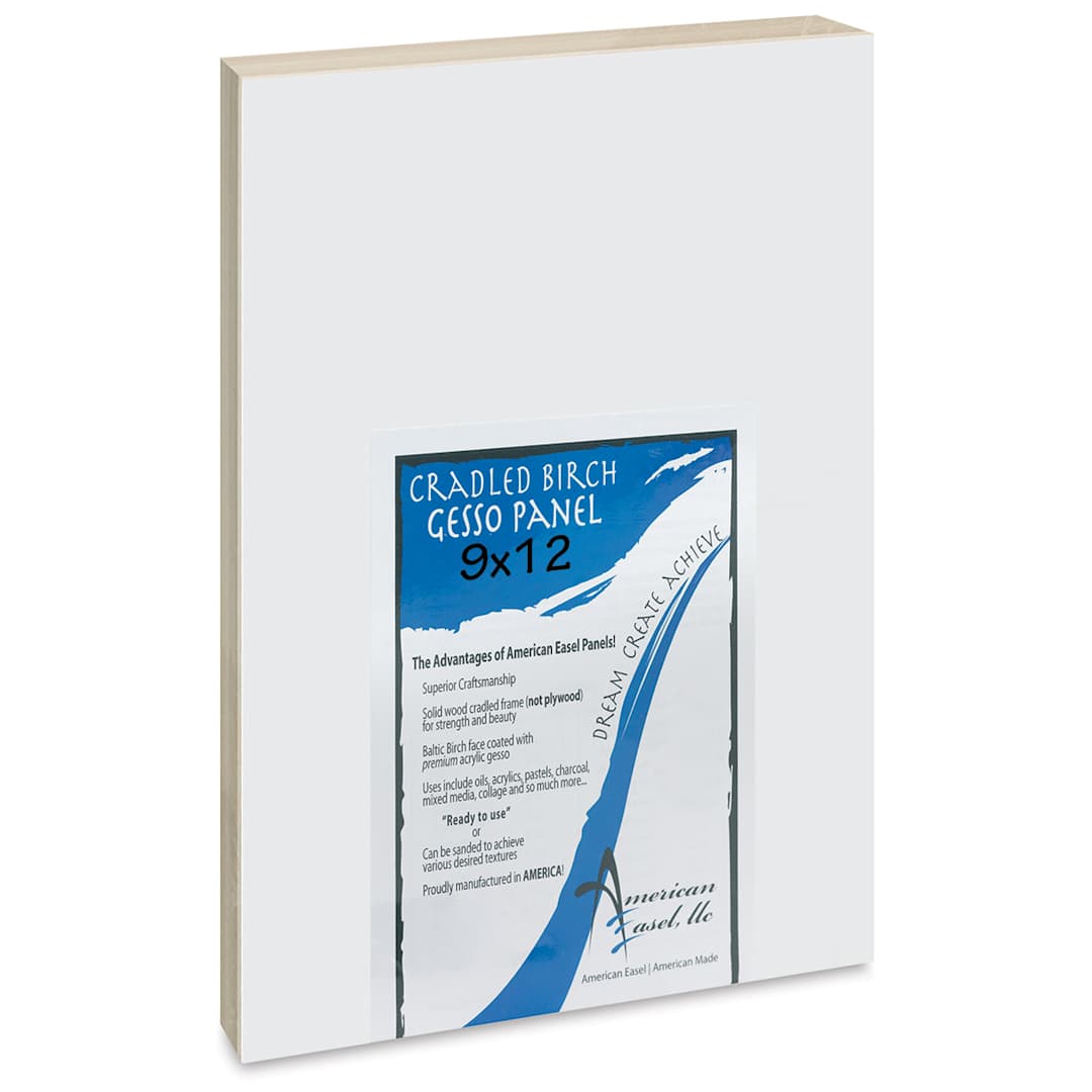 Open in modal - American Easel Gessoed Wood Painting Panel - 9" x 12", 7/8" Cradle