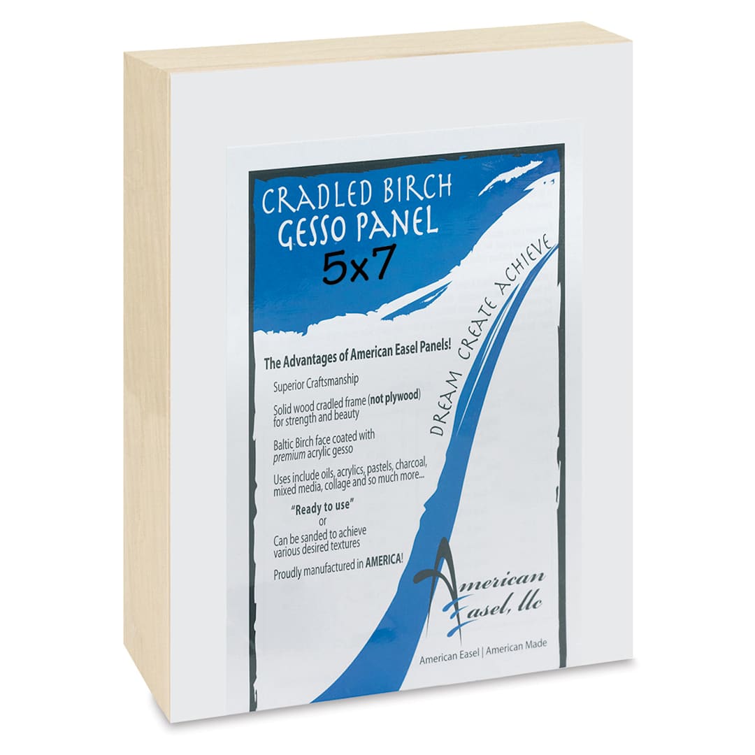 Open in modal - American Easel Gessoed Wood Painting Panel - 5" x 7", 1-5/8" Deep Cradle