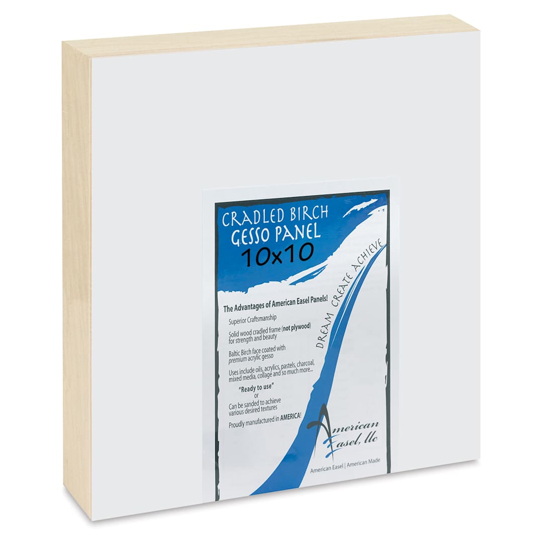 Open in modal - American Easel Gessoed Wood Painting Panel - 10" x 10", 1-5/8" Deep Cradle