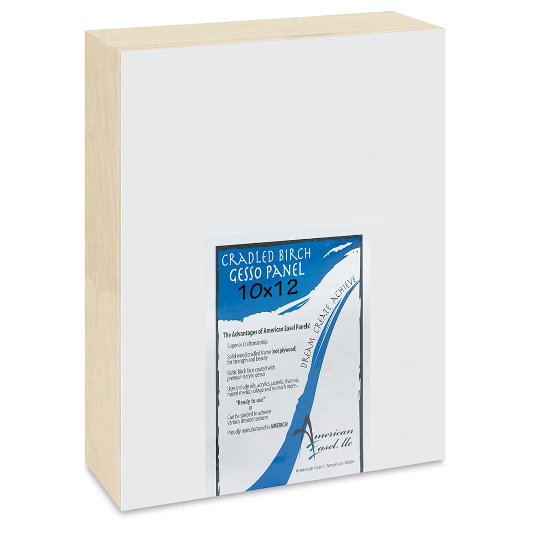 Open in modal - American Easel Gessoed Wood Painting Panel - 10" x 12", 1-5/8" Deep Cradle