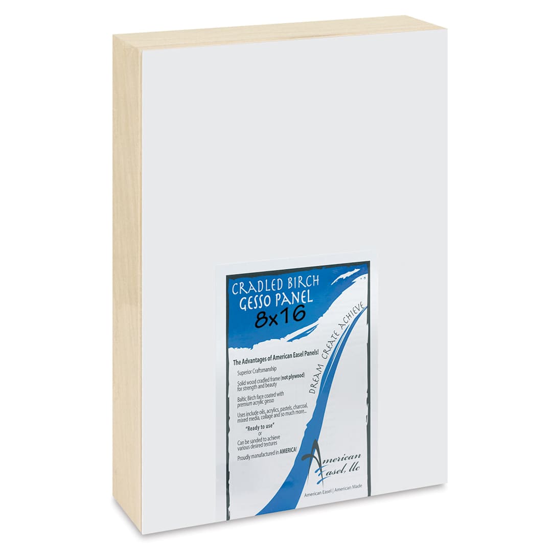 Open in modal - American Easel Gessoed Wood Painting Panel - 8" x 16", 1-5/8" Deep Cradle