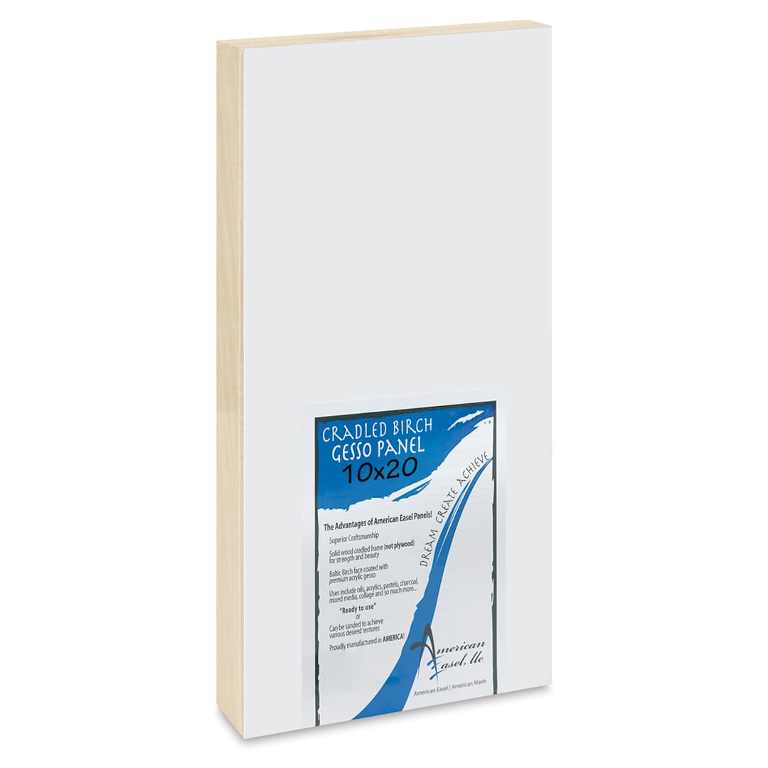 Open in modal - American Easel Gessoed Wood Painting Panel - 10" x 20", 1-5/8" Deep Cradle