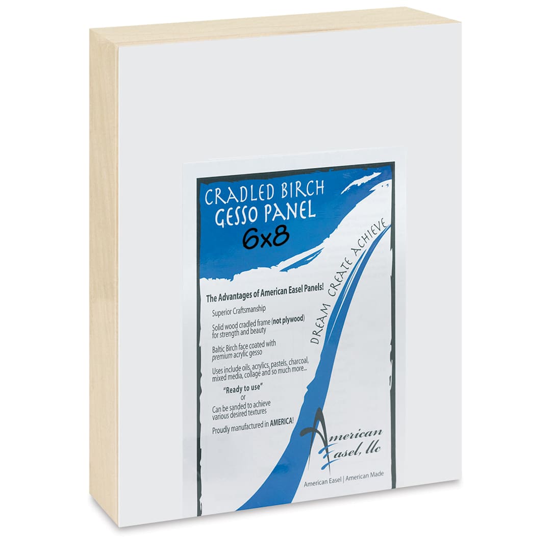 Open in modal - American Easel Gessoed Wood Painting Panel - 6" x 8", 1-/58" Deep Cradle