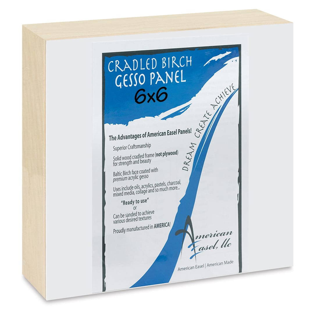 Open in modal - American Easel Gessoed Wood Painting Panel - 6" x 6", 1-5/8" Deep Cradle
