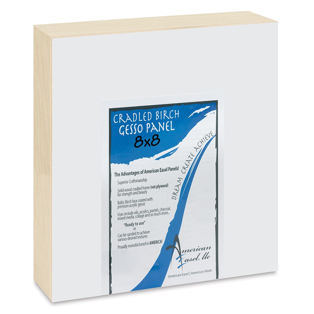 Open in modal - American Easel Gessoed Wood Painting Panel - 8" x 8", 1-5/8" Deep Cradle