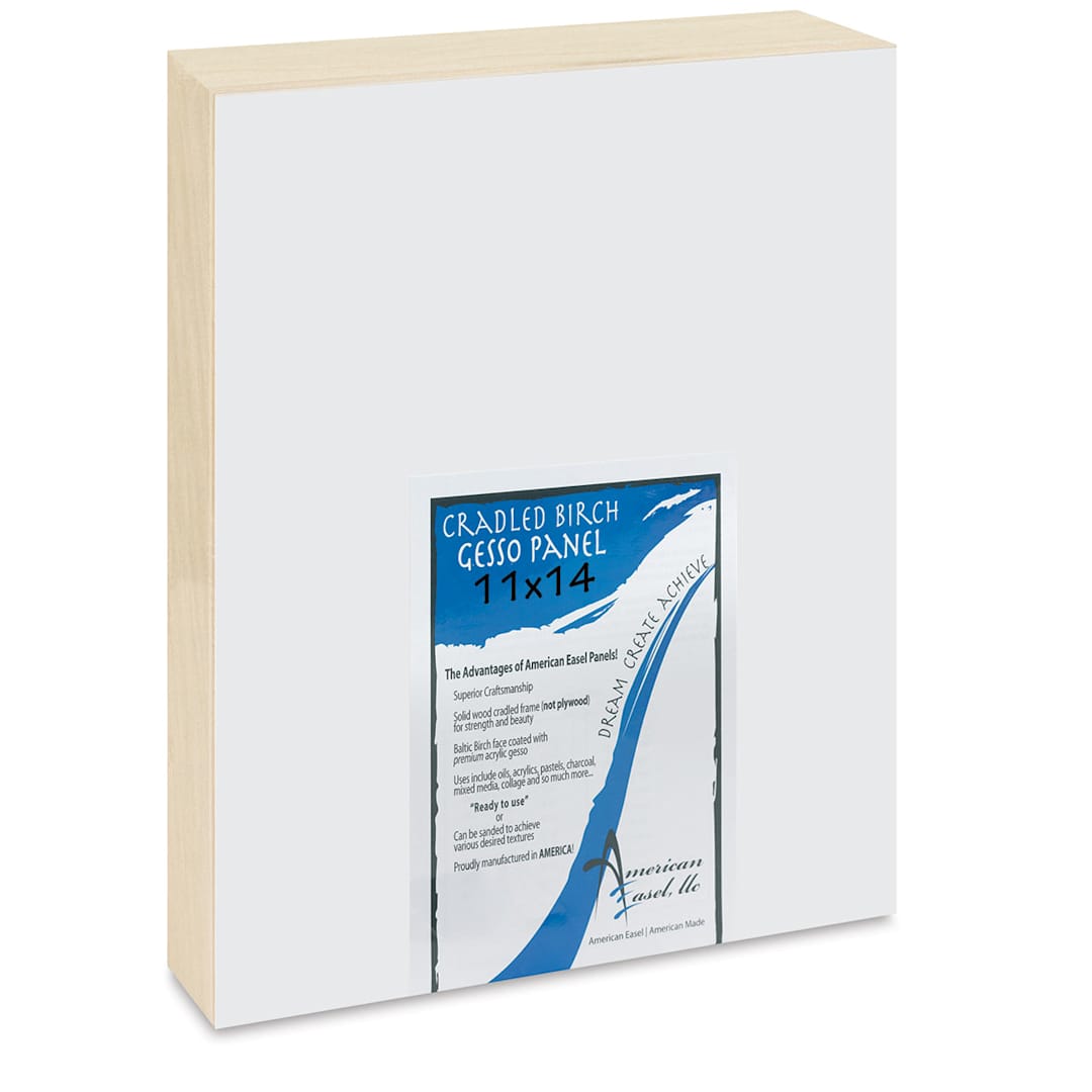 Open in modal - American Easel Gessoed Wood Painting Panel - 11" x  14", 1-5/8" Deep Cradle