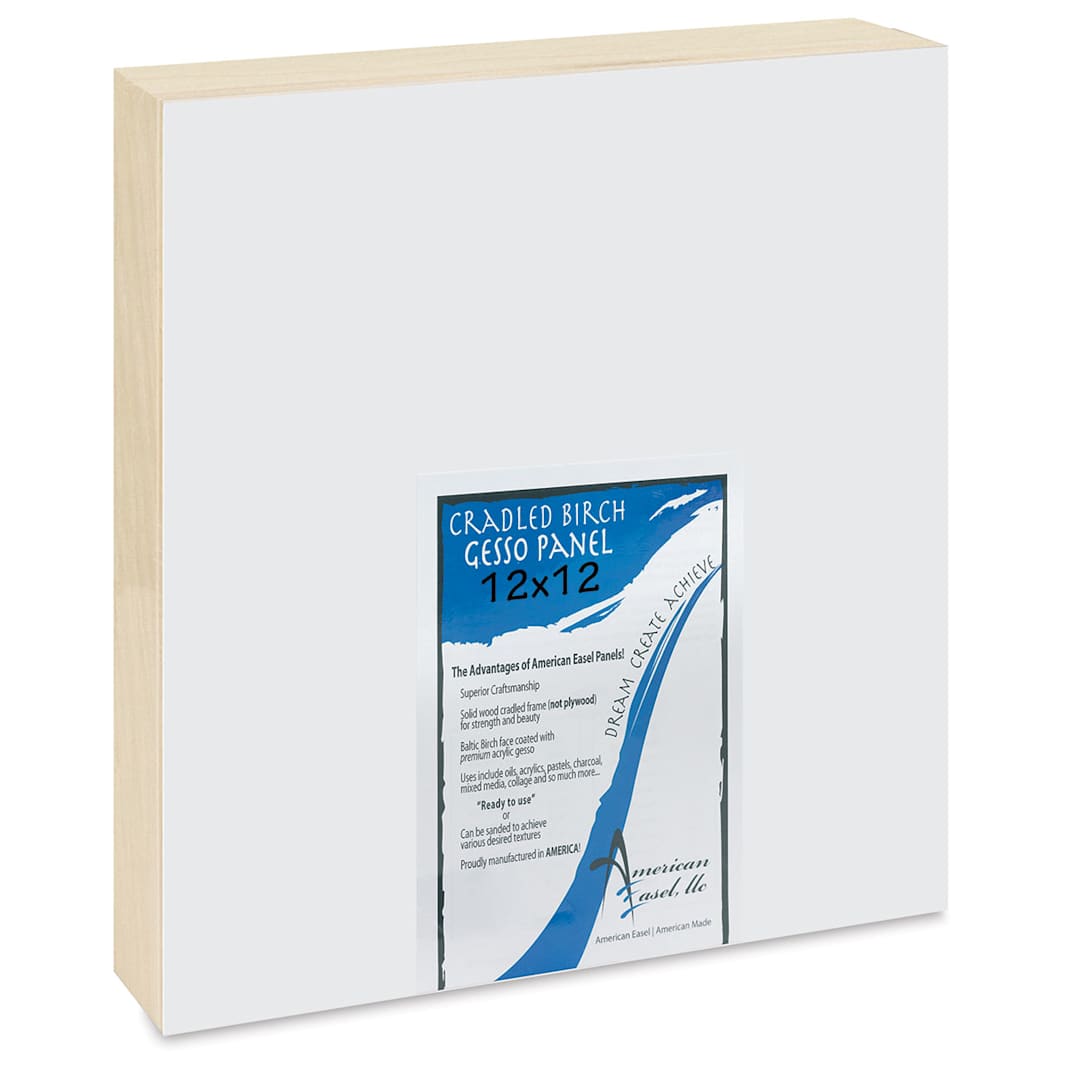 Open in modal - American Easel Gessoed Wood Painting Panel - 12" x 12", 1-5/8" Deep Cradle