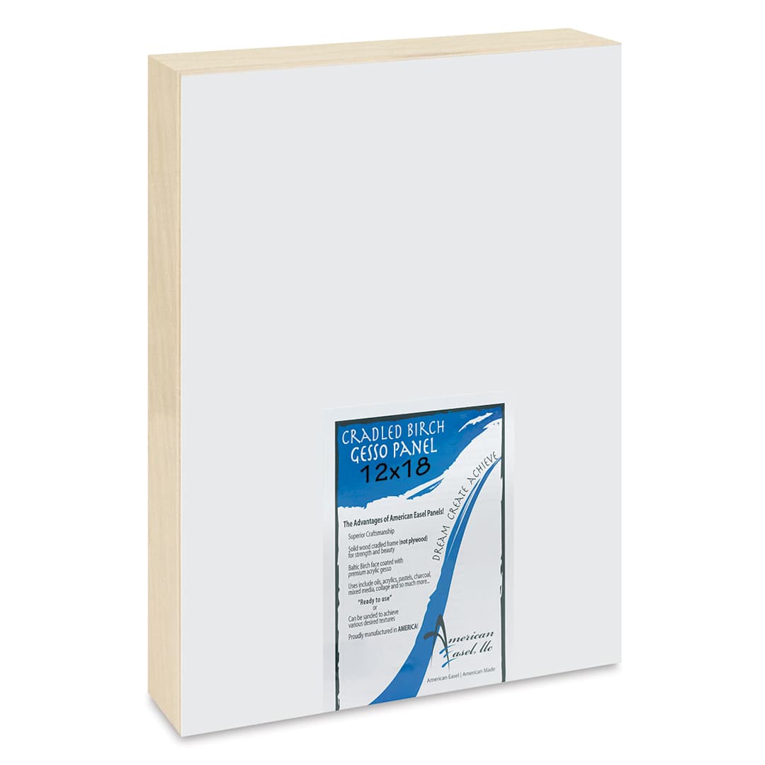 Open in modal - American Easel Gessoed Wood Painting Panel - 12" x 18", 1-5/8" Deep cradle