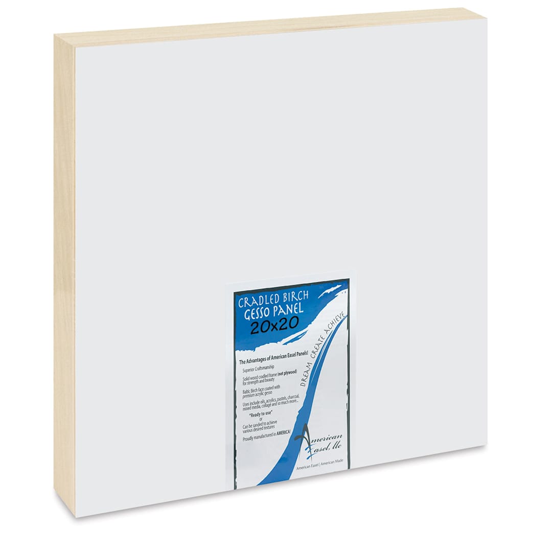 Open in modal - American Easel Gessoed Wood Painting Panel - 20" x 20", 1-5/8" Deep Cradle