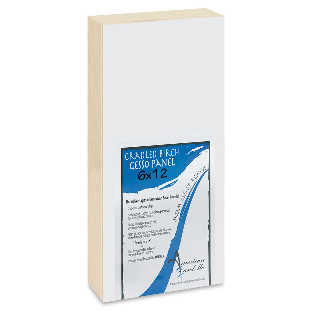 Open in modal - American Easel Gessoed Wood Painting Panel - 6" x 12", 1-5/8" Cradle