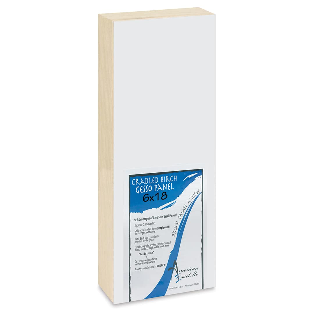 Open in modal - American Easel Gessoed Wood Painting Panel - 6" x 18", 1-5/" Deep Cradle