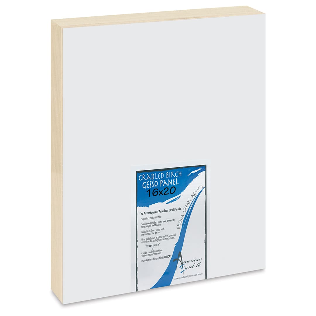 Open in modal - American Easel Gessoed Wood Painting Panel - 16" x 20", 1-5/8" Deep Cradle