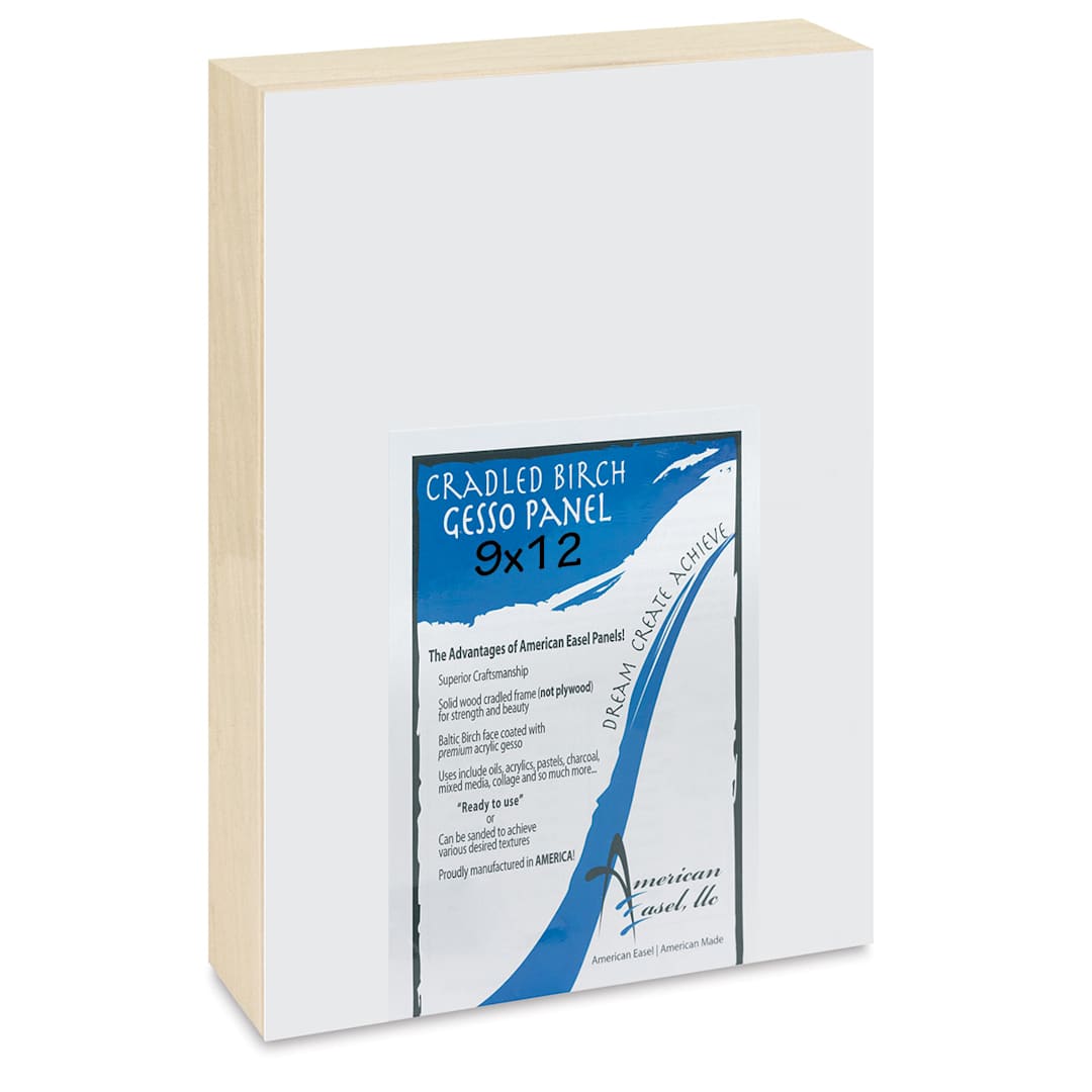 Open in modal - American Easel Gessoed Wood Painting Panel - 9" x 12", 1-5/8" Deep Cradle