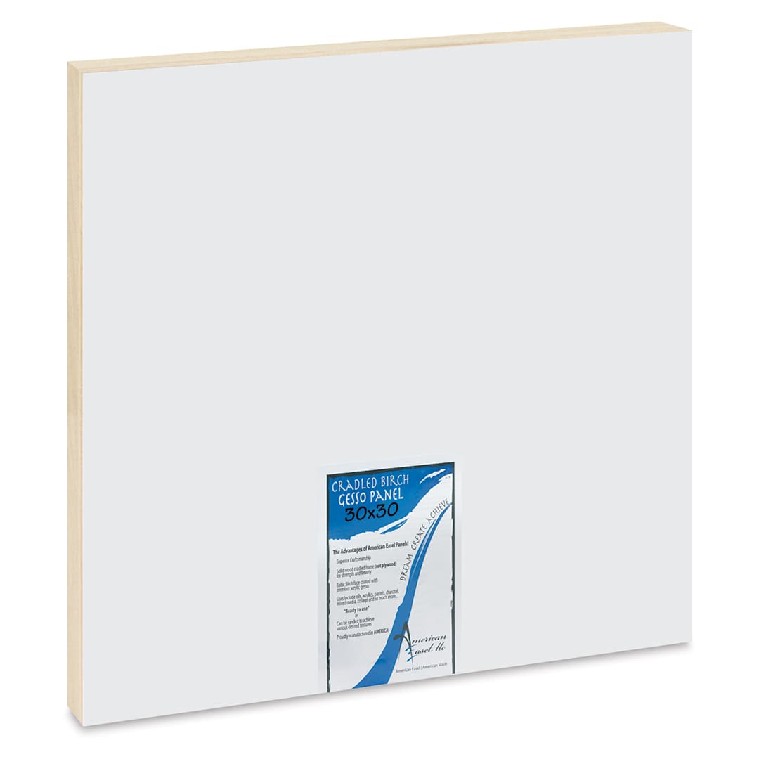 Open in modal - American Easel Gessoed Wood Painting Panel - 30" x 30", 1-5/8 Deep Cradle