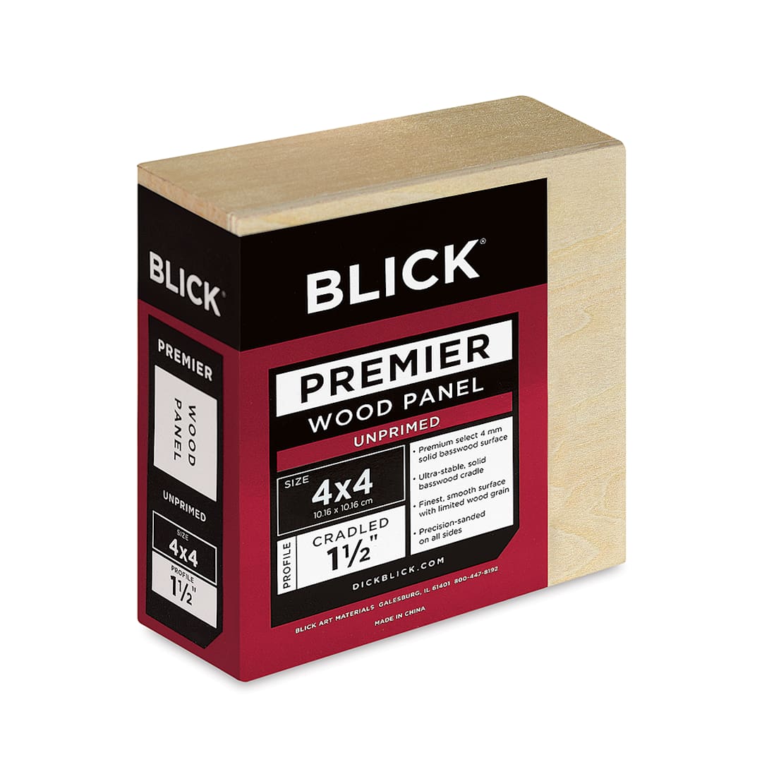 Open in modal - Blick Premier Wood Panel - 4'' x 4'', 1-1/2'' Gallery Profile, Cradled (side view)