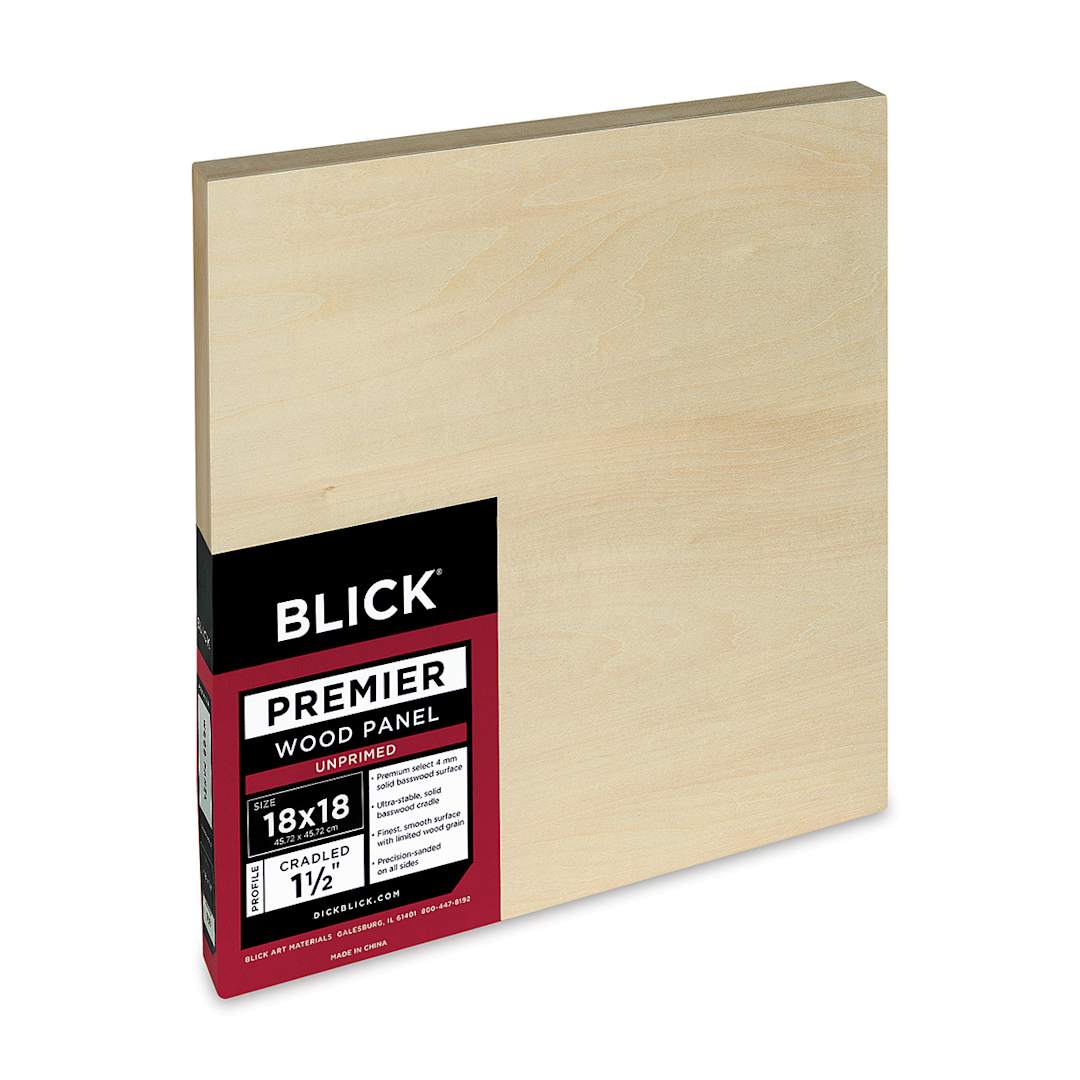 Open in modal - Blick Premier Wood Panel - 18'' x 18'', 1-1/2'' Gallery Profile, Cradled (side view)