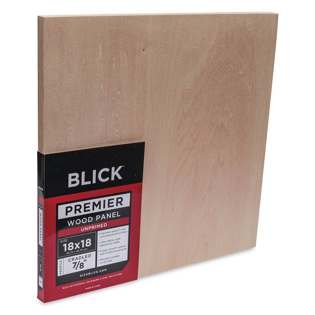 Open in modal - Blick Premier Wood Panel - 18'' x 18'', 7/8'' Traditional Profile, Cradled (side view)