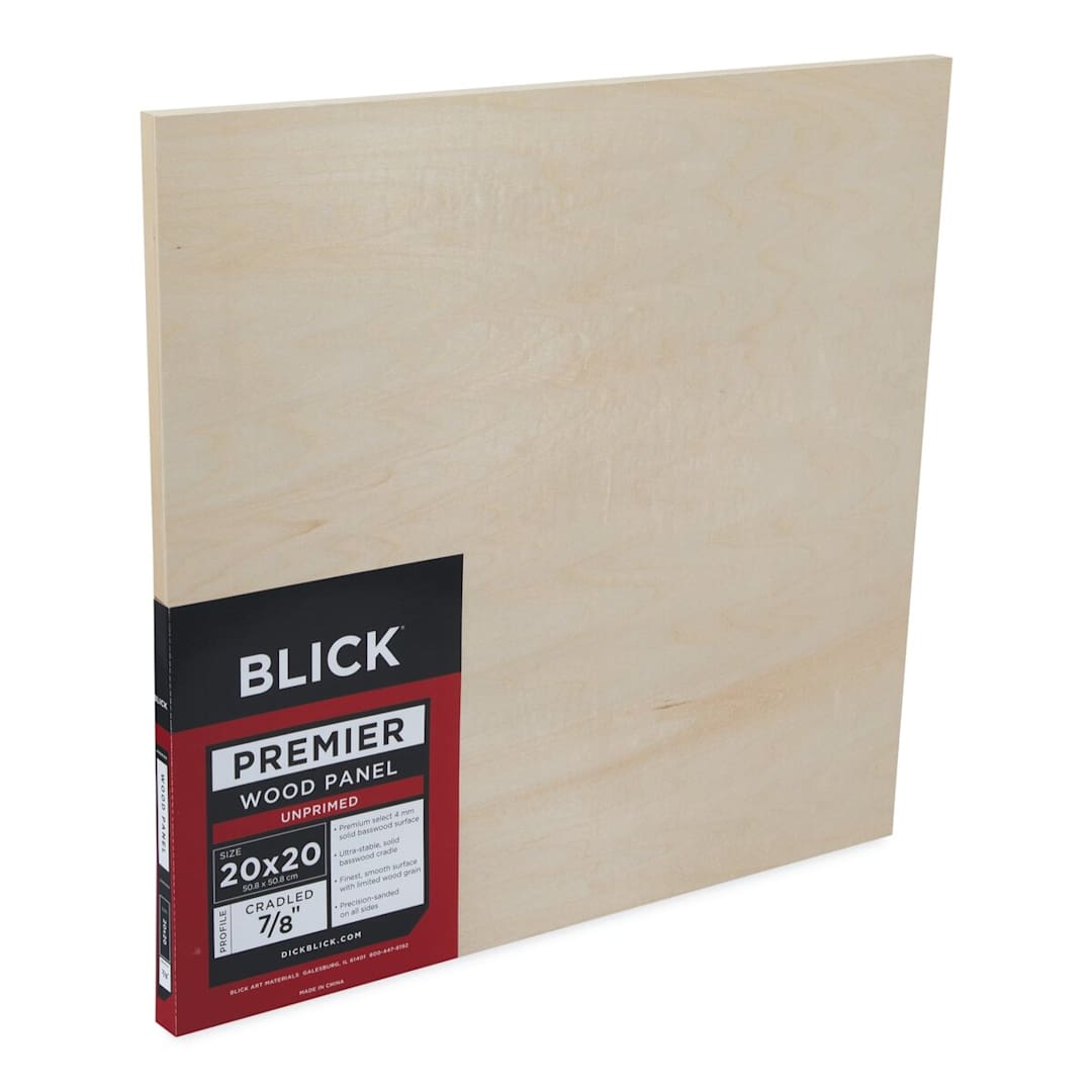 Open in modal - Blick Premier Wood Panel - 20'' x 20'', 7/8'' Traditional Profile, Cradled (side view)