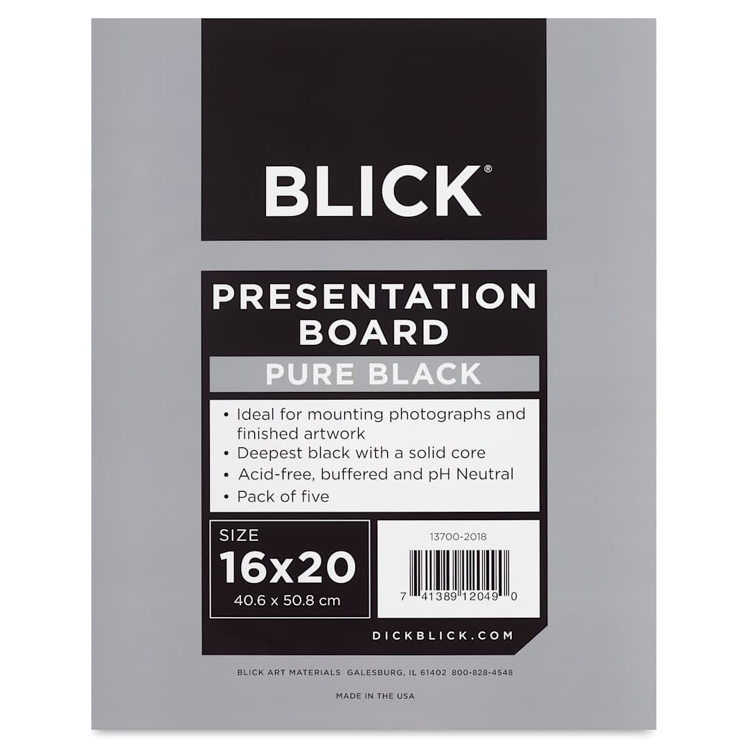Open in modal - Blick Presentation Board Pack - 16" x 20", Pure Black, Pkg of 5
