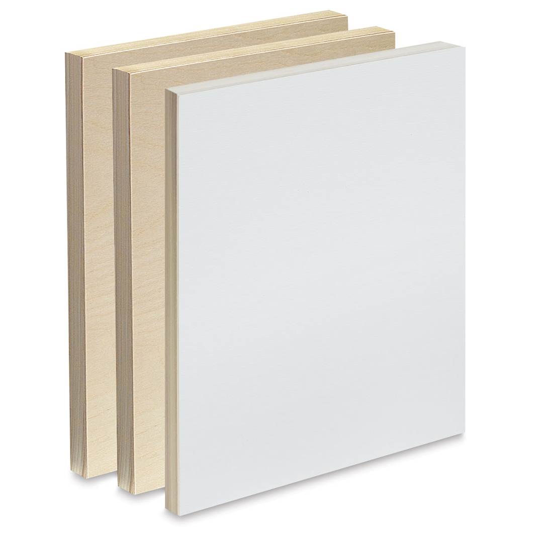 Open in modal - American Easel Wood Painting Panel - 8" x 10", Pkg of 3 Panels, Two Unprimed and One Primed