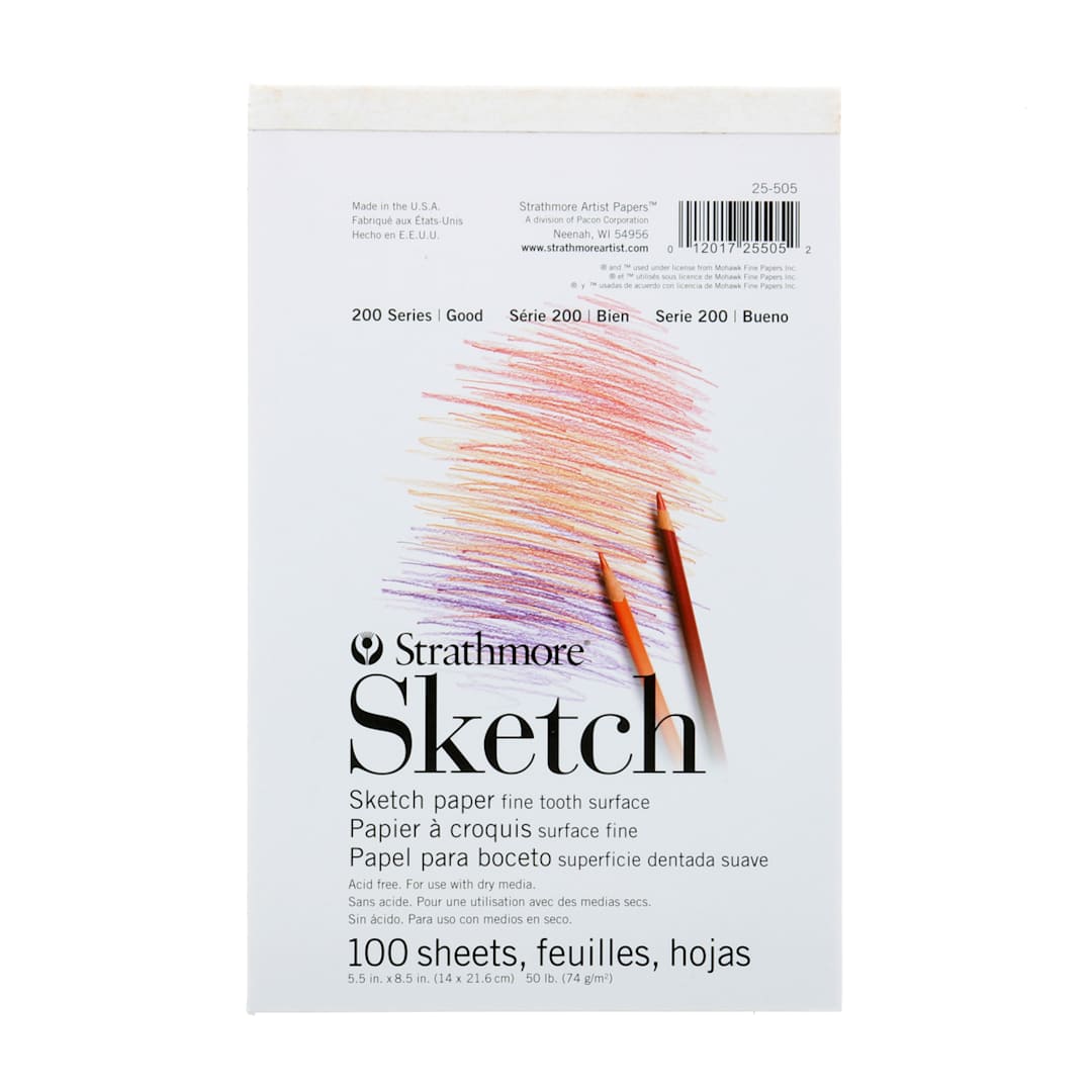 Open in modal - Strathmore Sketch Paper Pad, 200 Series, 5.5 in x 8.5 in, Tape-Bound