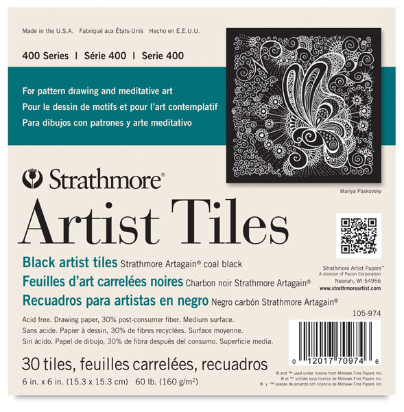 Open in modal - Strathmore 400 Series Sketch Artist Tiles - Front of Black 30 pc Tile sheet notebook
