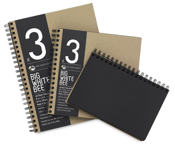 Open in modal - Big White Bee Black Charcoal Paper Sketchbook
