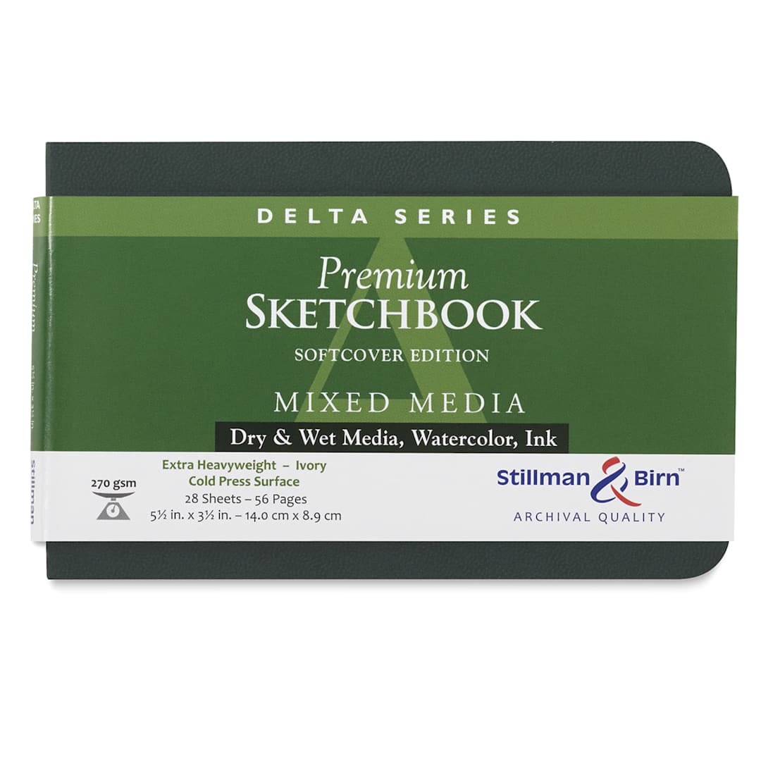 Open in modal - Stillman & Birn Delta Series Softcover Sketchbook - Front view of Landscape Notebook with label