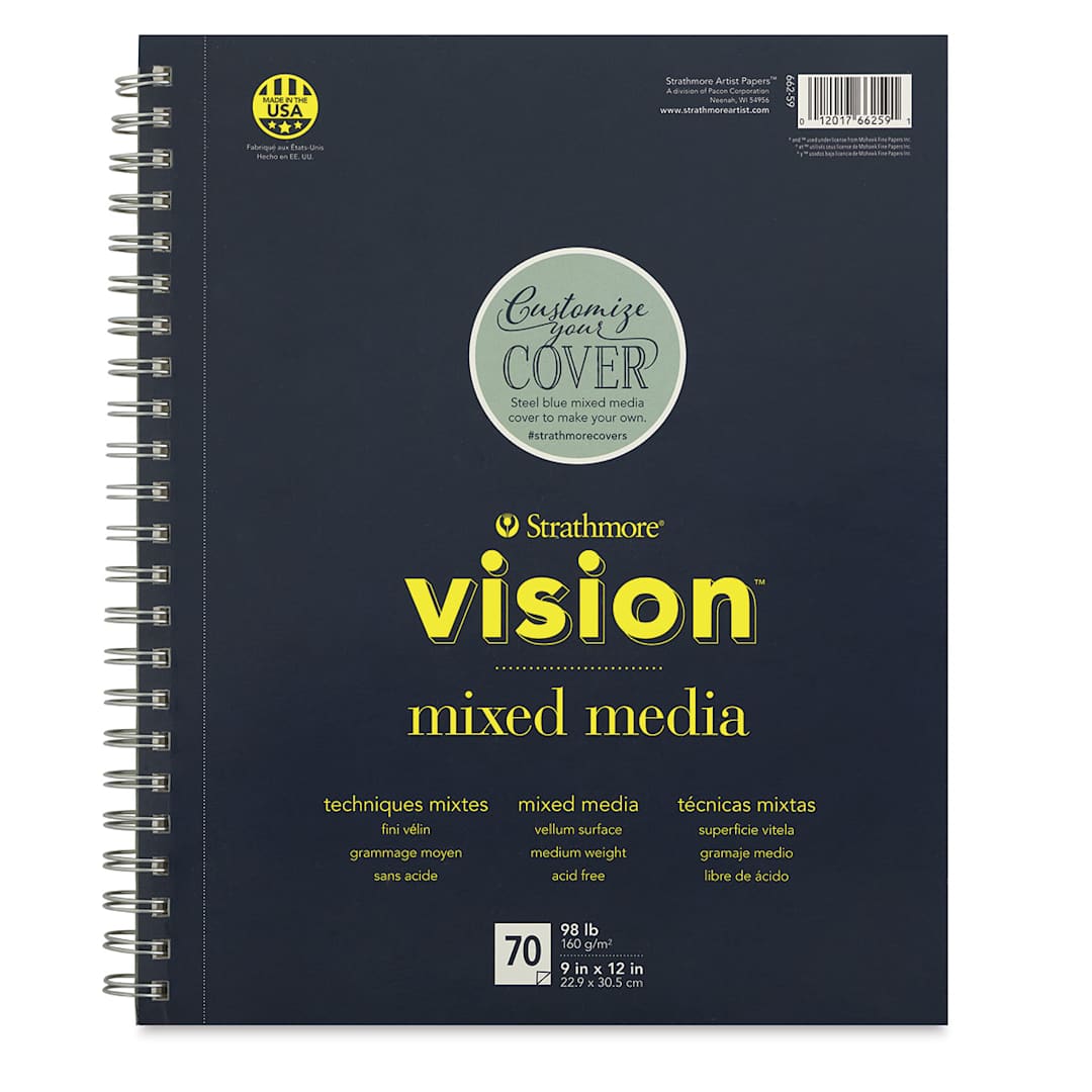 Open in modal - Strathmore Vision Mixed Media Pads - Front view of 12" x 9" pad