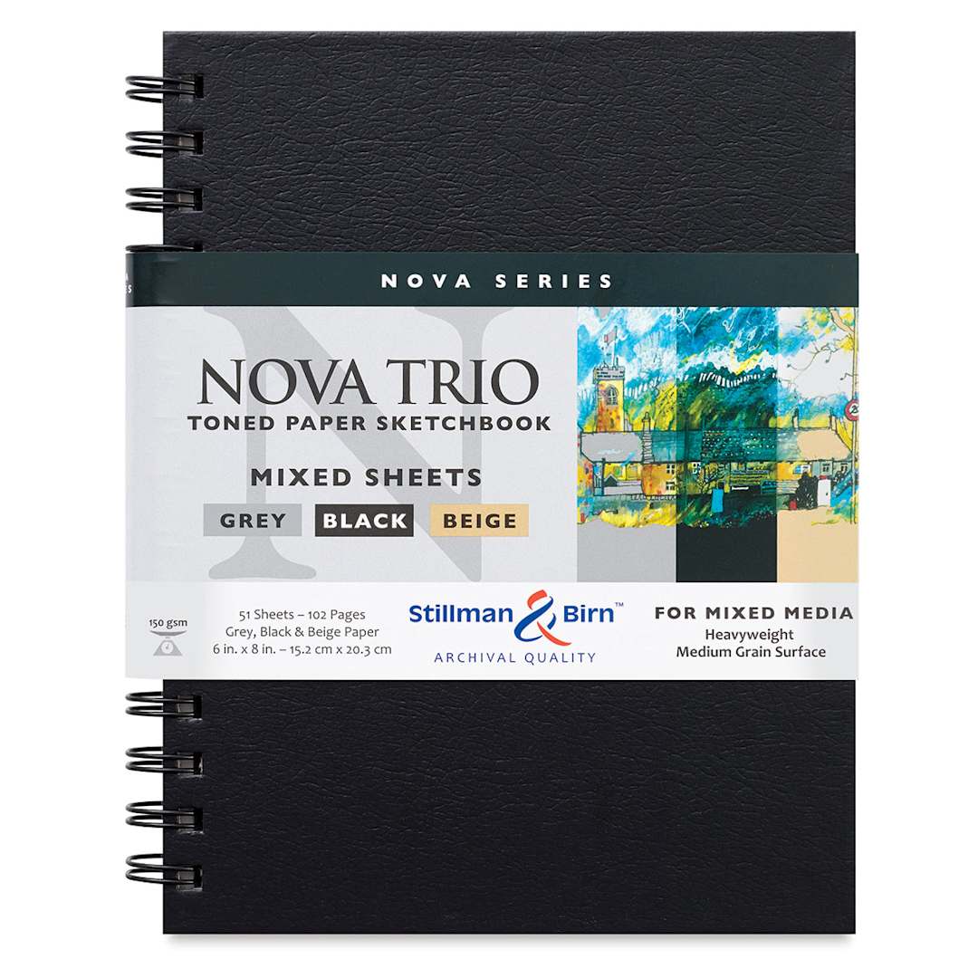 Open in modal - Stillman & Birn Nova Trio Series Toned Spiralbound Sketchbook - 8" x 6", 17 pages of each color