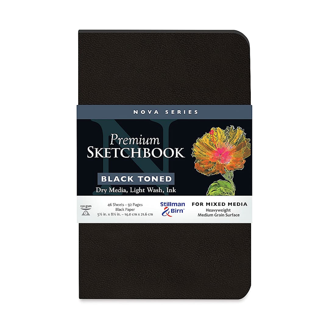 Open in modal - Stillman & Birn Nova Series Toned Softcover Sketchbook  - Black, 5-1/2" x 8-1/2", front cover
