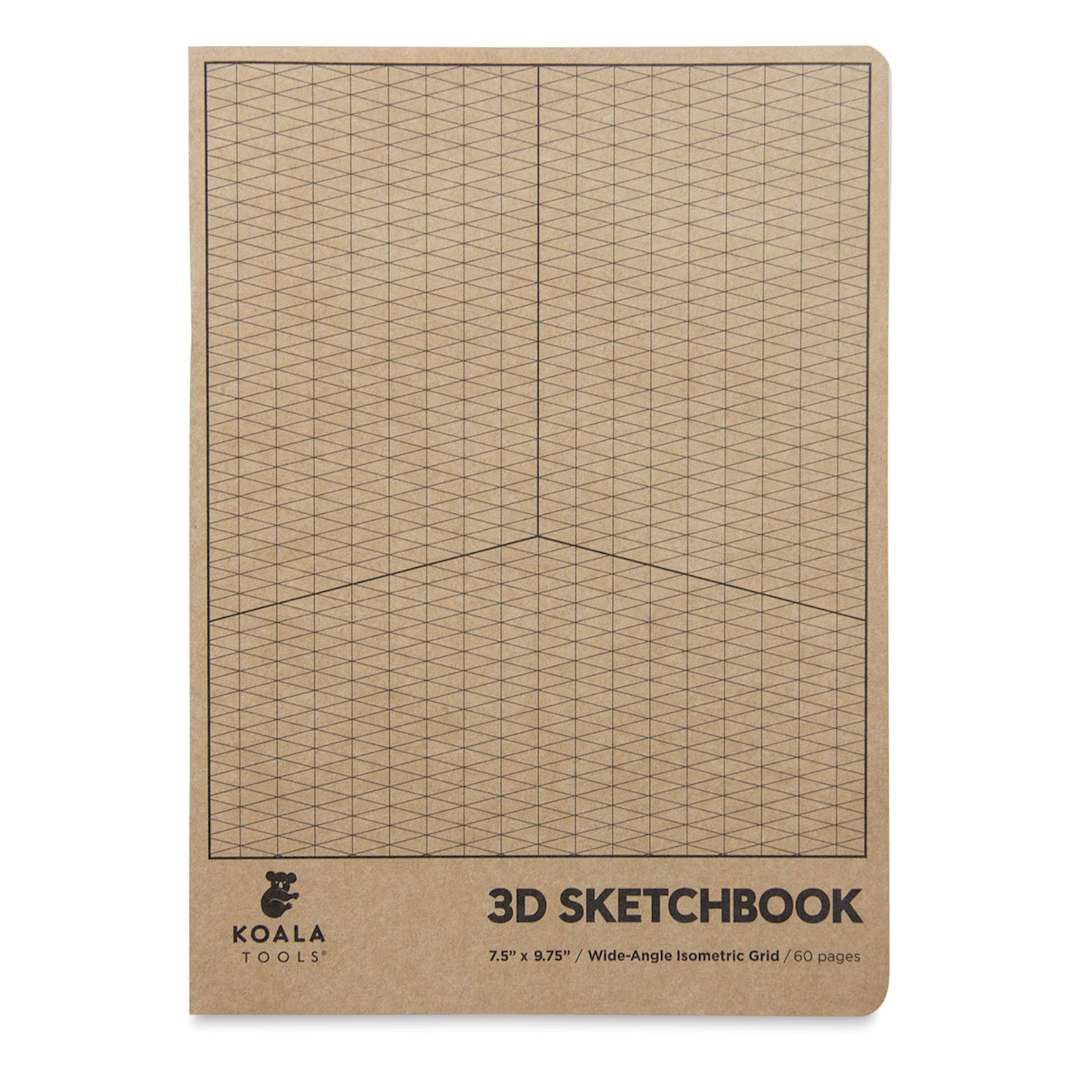 Open in modal - Koala Sketchbook - Front cover of Wide-Angle Isometric Grid Sketchbook