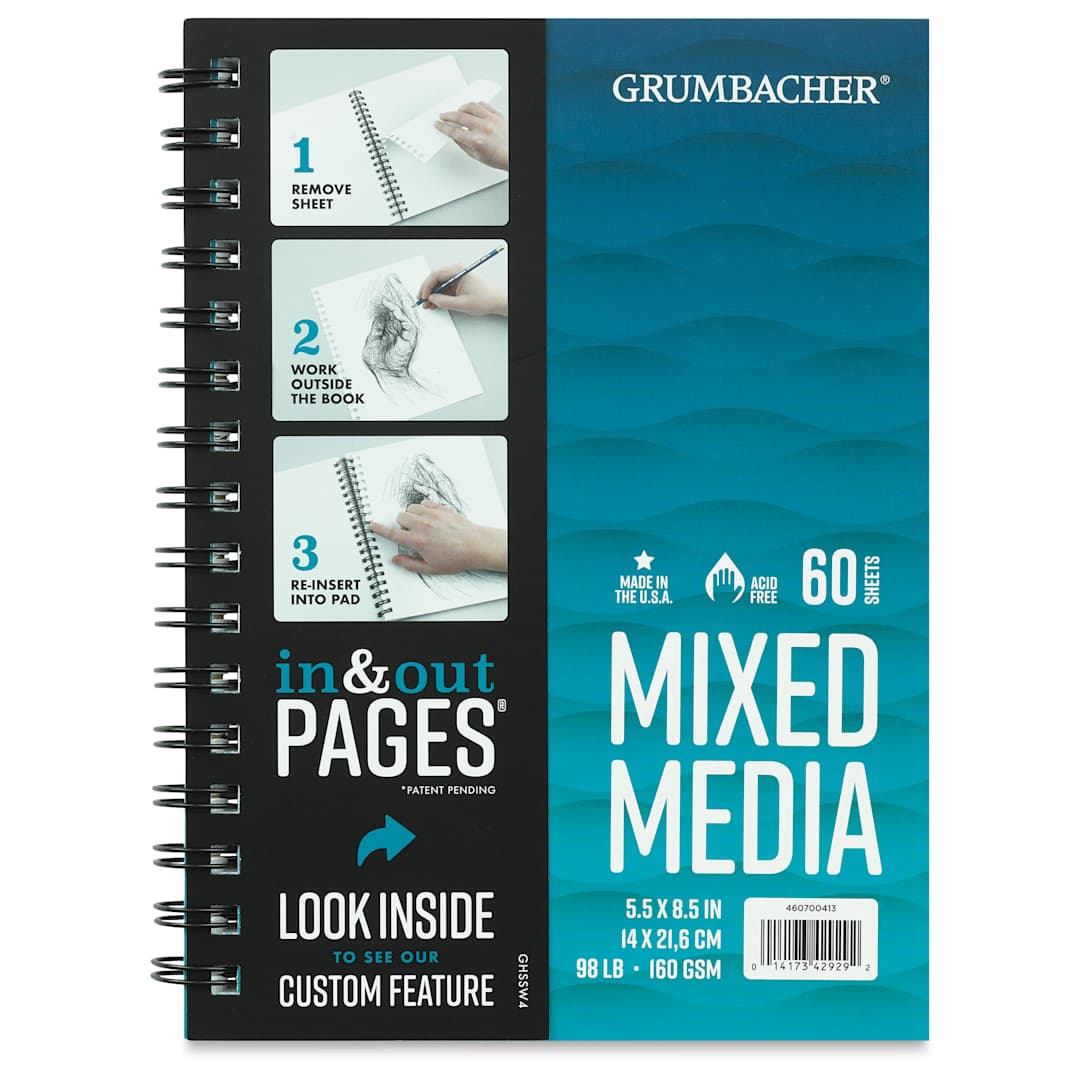 Open in modal - Grumbacher Mixed Media In & Out Pad - 8-1/2" x 5-1/2", 60 sheet 