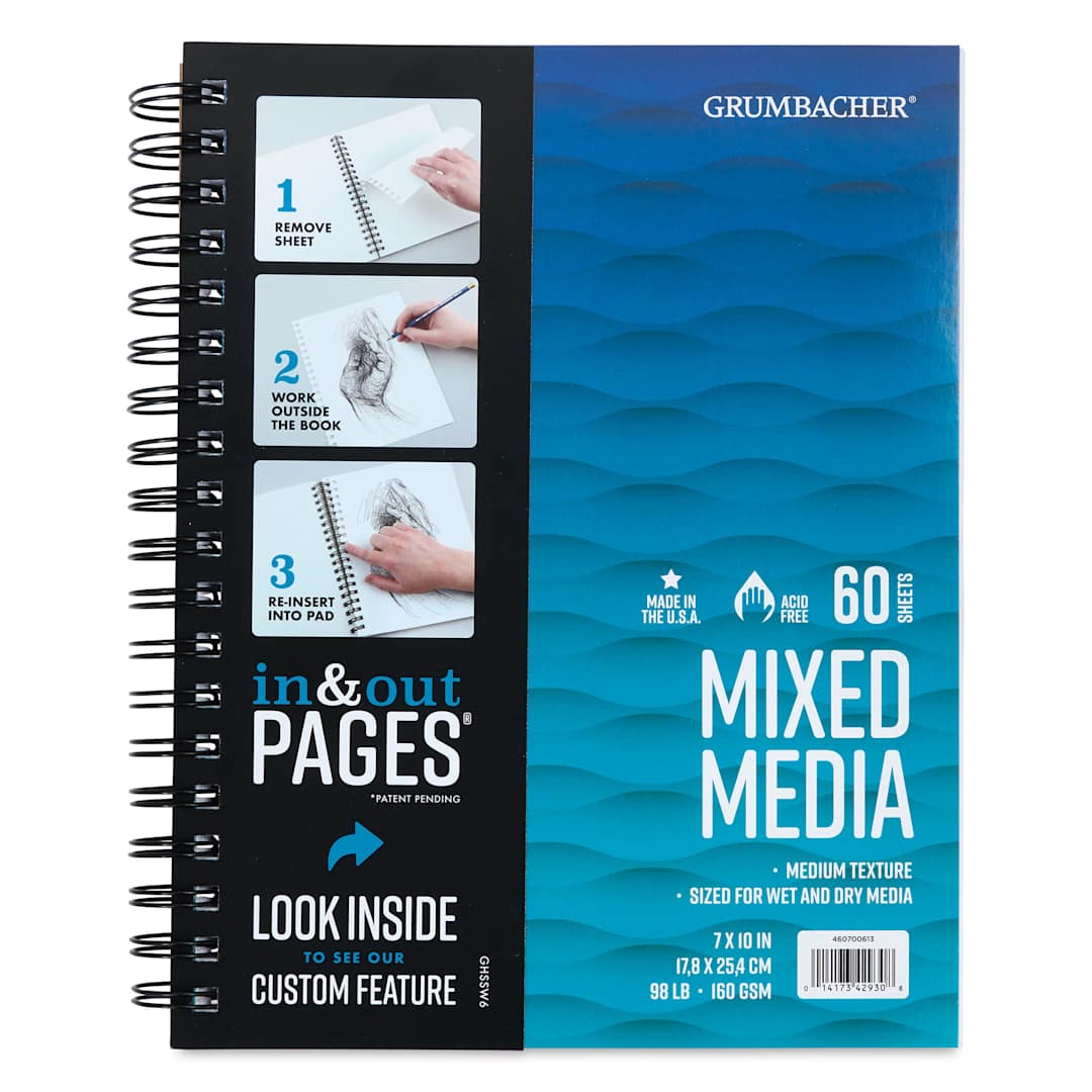 Open in modal - Grumbacher Mixed Media In & Out Pad - 7" x 10", 60 sheets, front cover