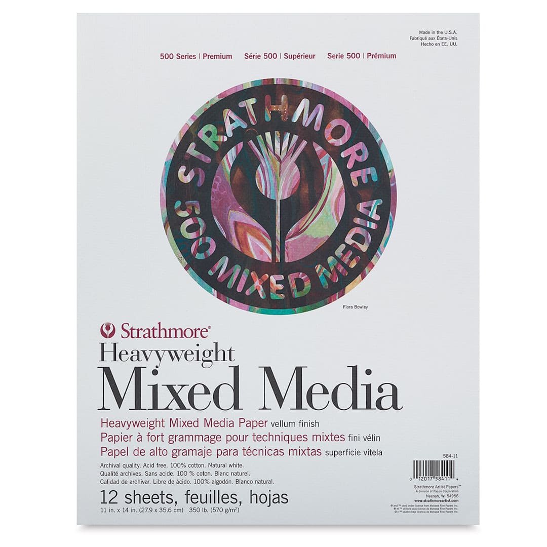 Open in modal - Strathmore 500 Series Heavyweight Mixed Media Pads - Front cover of 11" x 14" pad shown