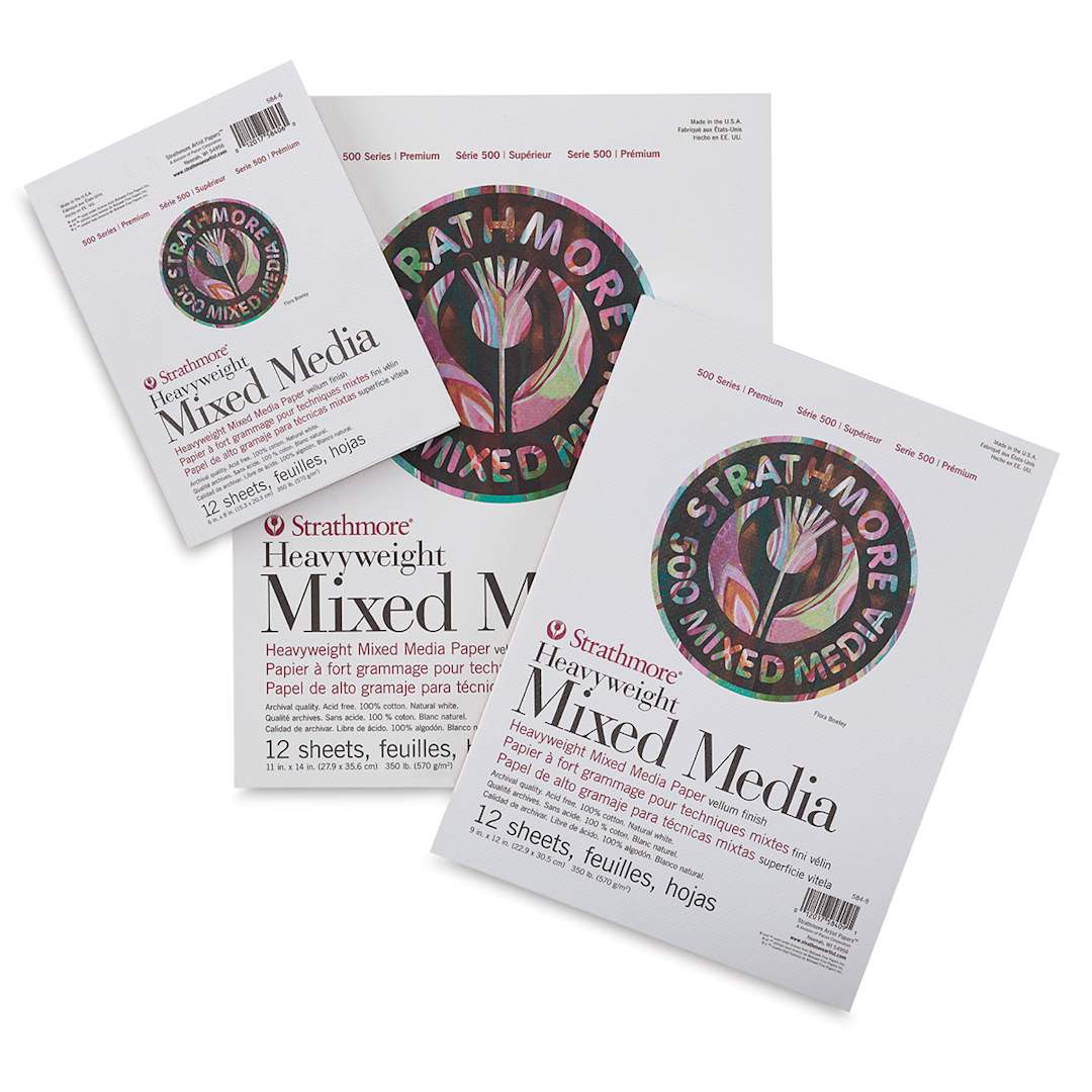 Open in modal - Strathmore 500 Series Heavyweight Mixed Media Pads - Assorted sizes of Pads shown
